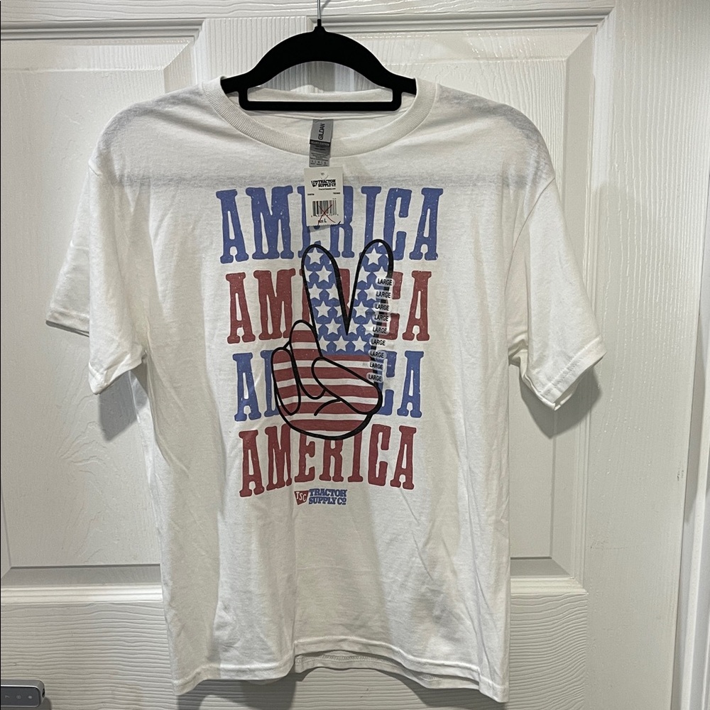 Gildan White and Blue Graphic T-Shirt